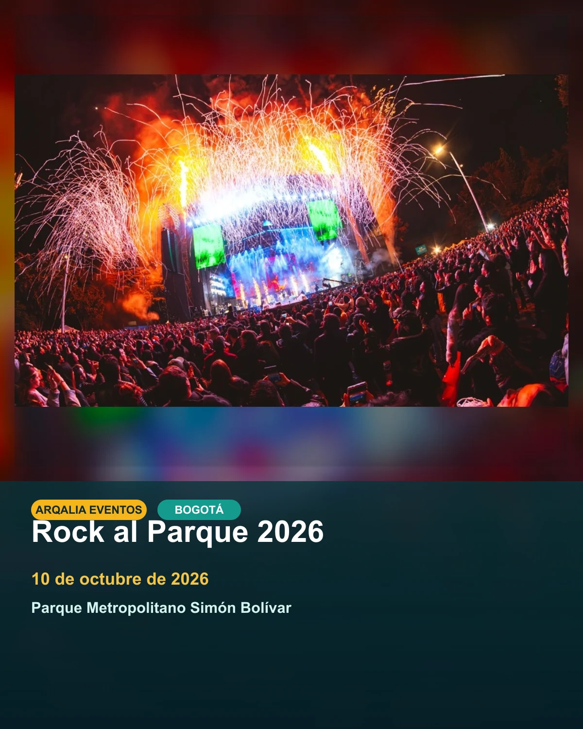 Portada de Rock al Parque 2026 en Bogotá, creada con imagen promocional oficial.