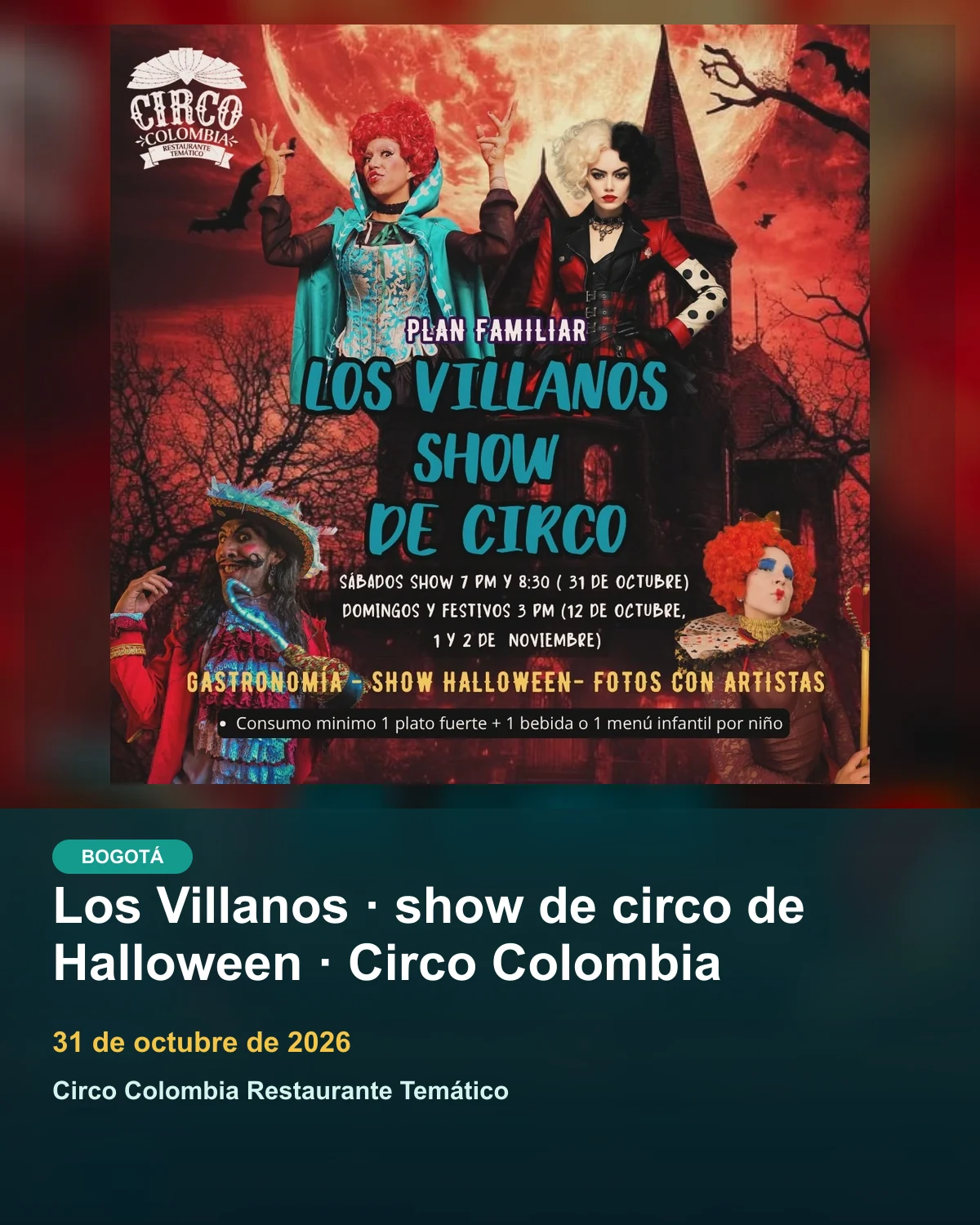Los Villanos · show de circo de Halloween · Circo Colombia