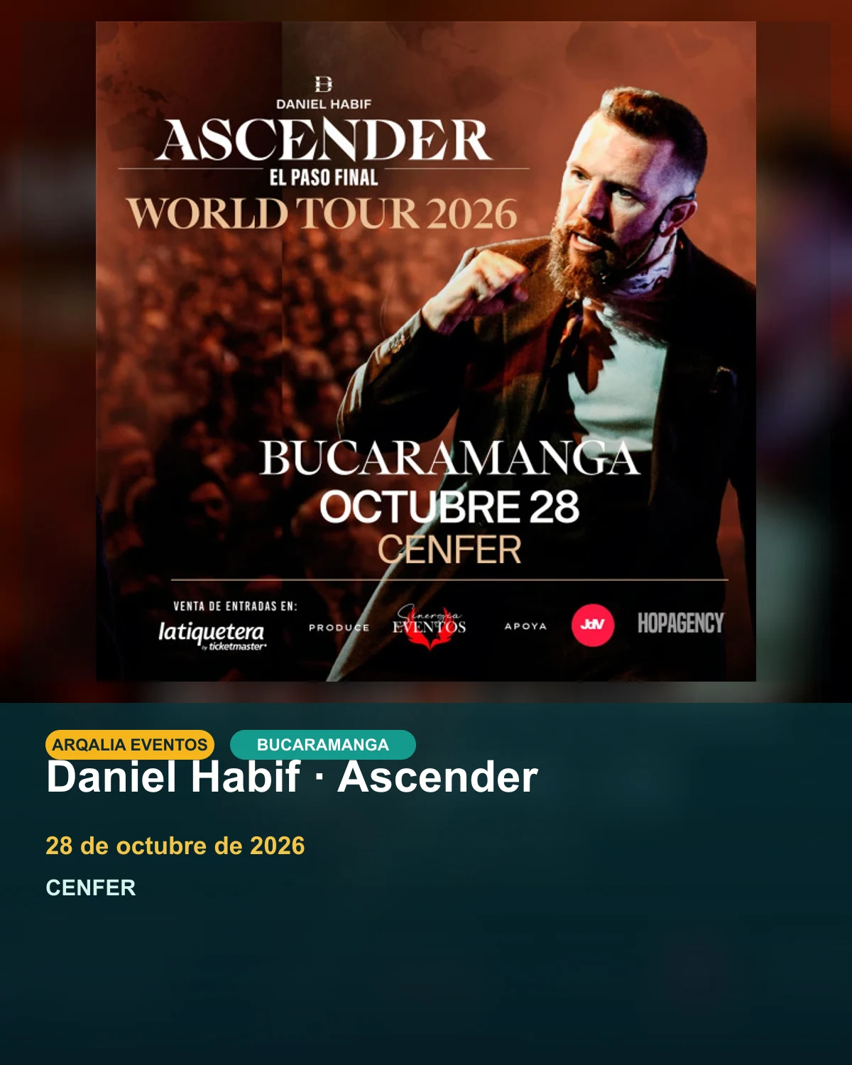 Portada de Daniel Habif · Ascender en Bucaramanga, creada con el afiche oficial.