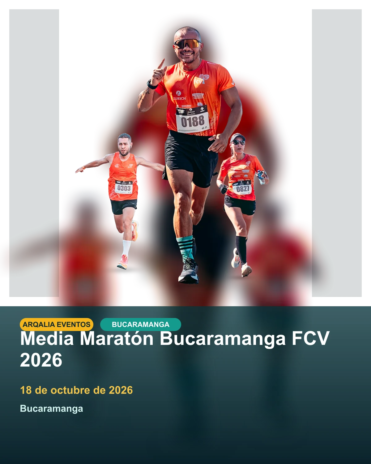 Portada de la Media Maratón Bucaramanga FCV 2026, creada con una fotografía oficial de la carrera.