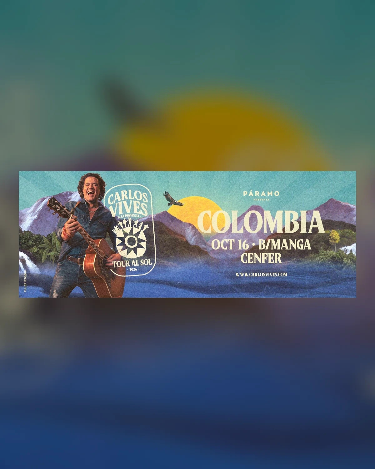 Afiche o imagen promocional de Carlos Vives · Tour al Sol 2026