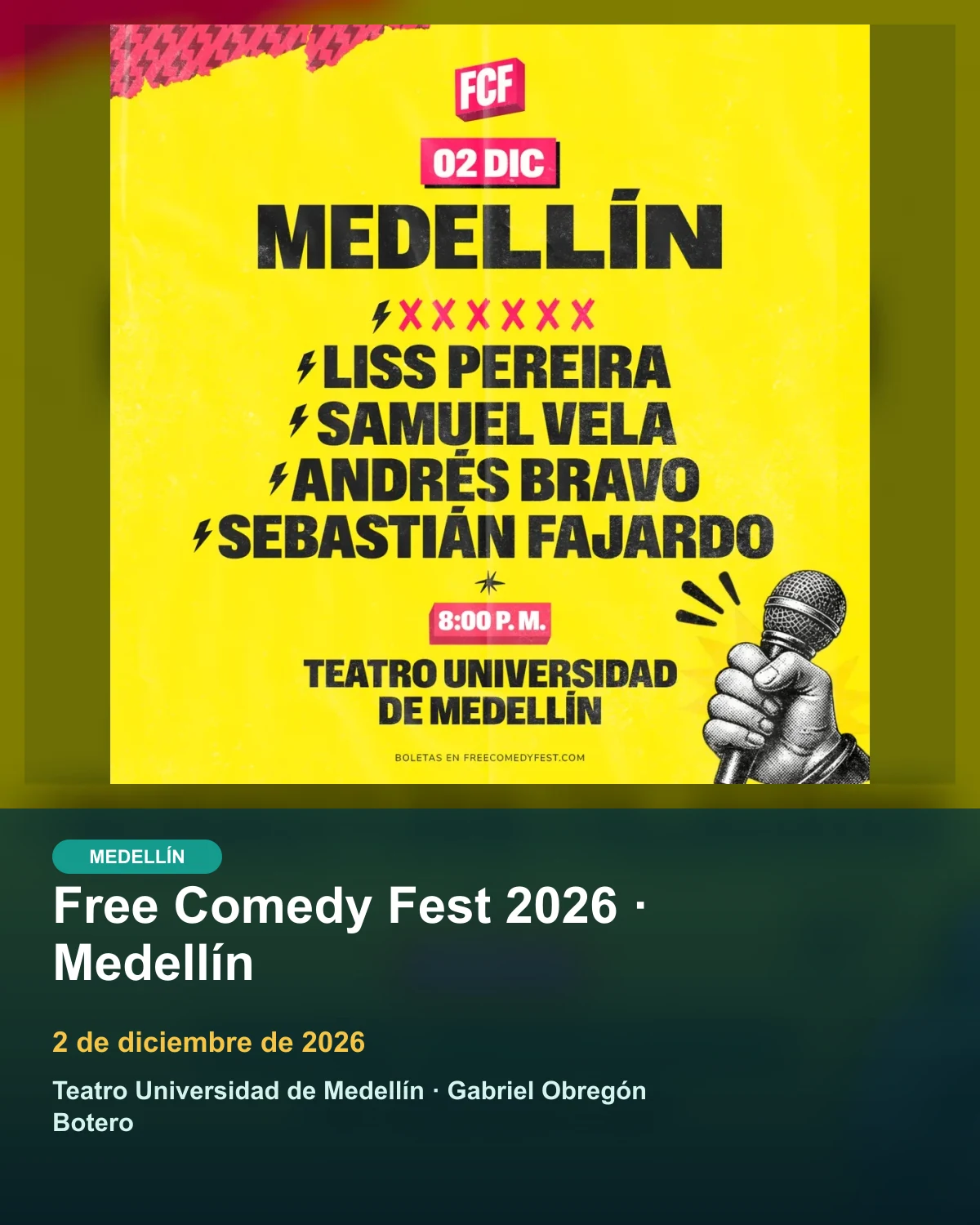 Free Comedy Fest 2026 · Medellín
