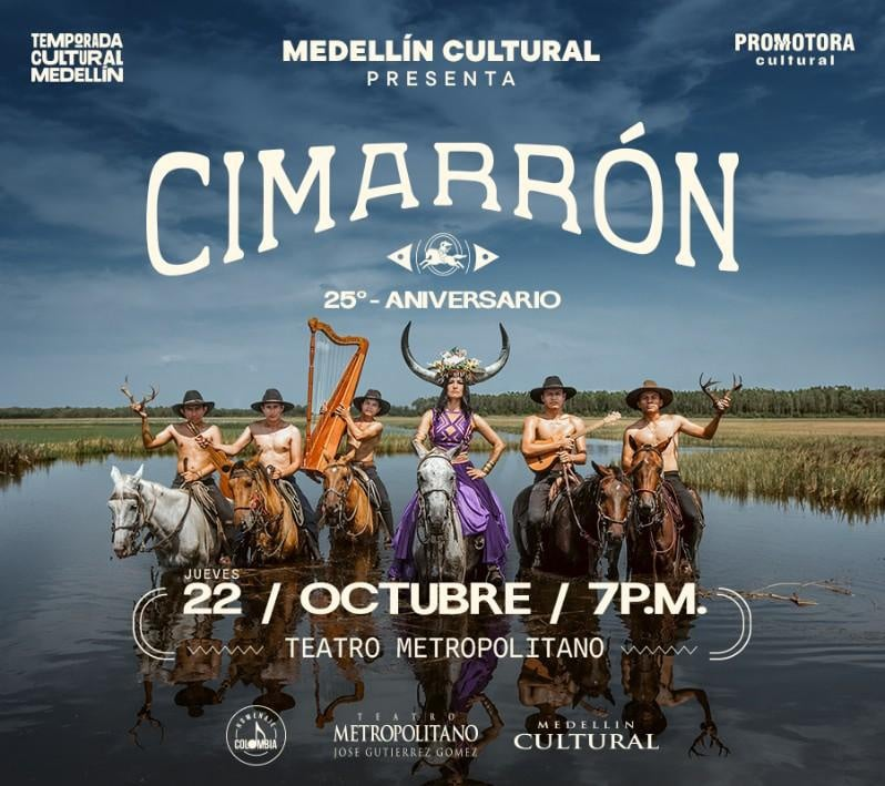 Afiche oficial de Cimarrón: 25 años en Medellín, 22 de octubre de 2026.