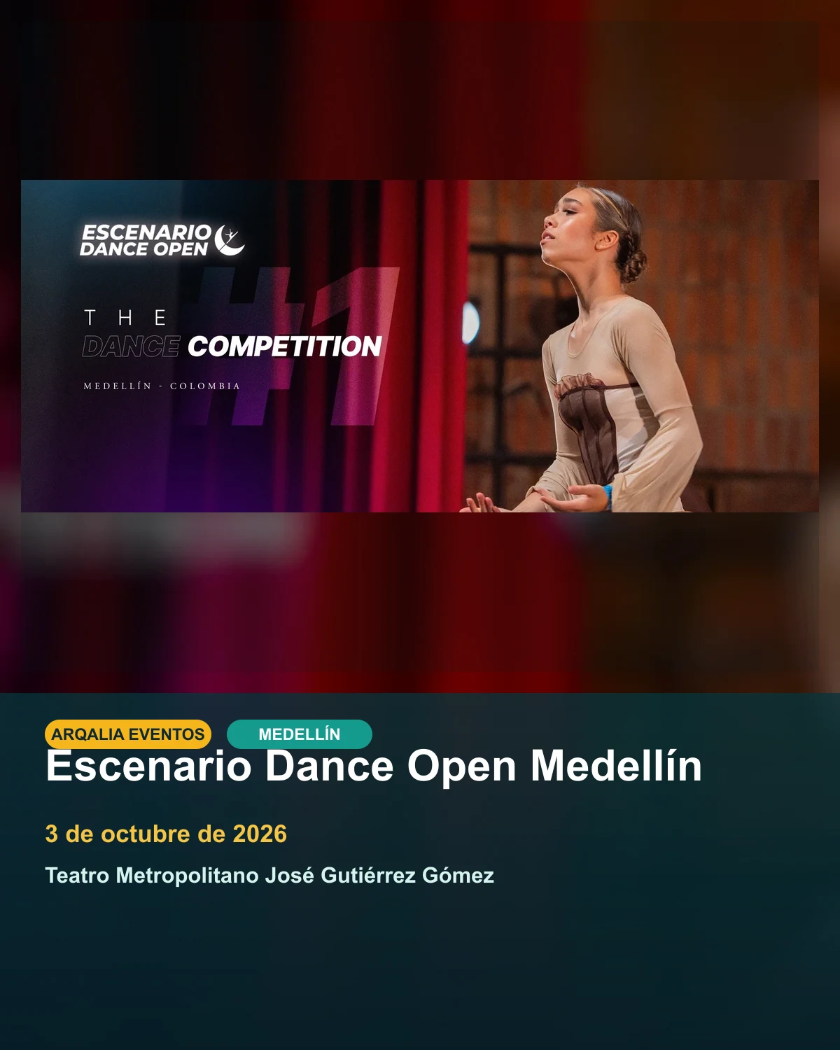 Portada de Escenario Dance Open Medellín en Medellín, creada con imagen promocional oficial.