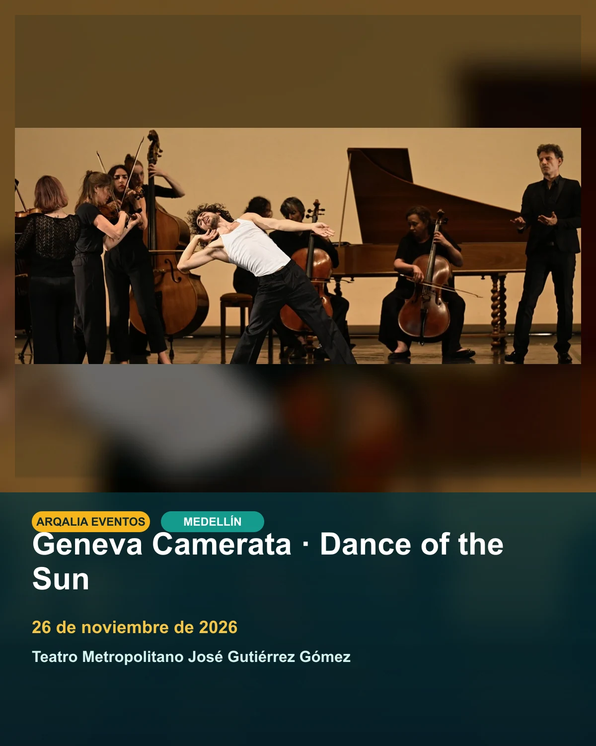 Portada de Geneva Camerata · Dance of the Sun en Medellín, creada con imagen promocional oficial.