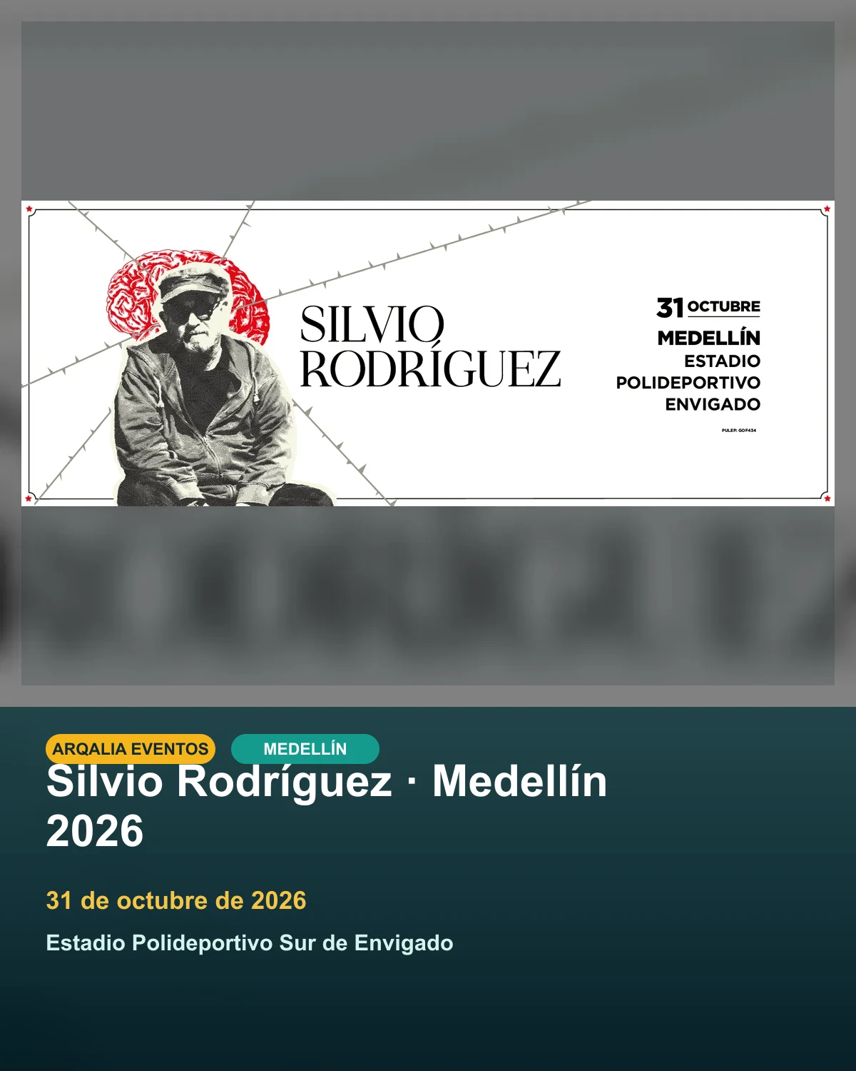 Portada de Silvio Rodríguez · Medellín 2026 en Medellín, creada con imagen promocional oficial.