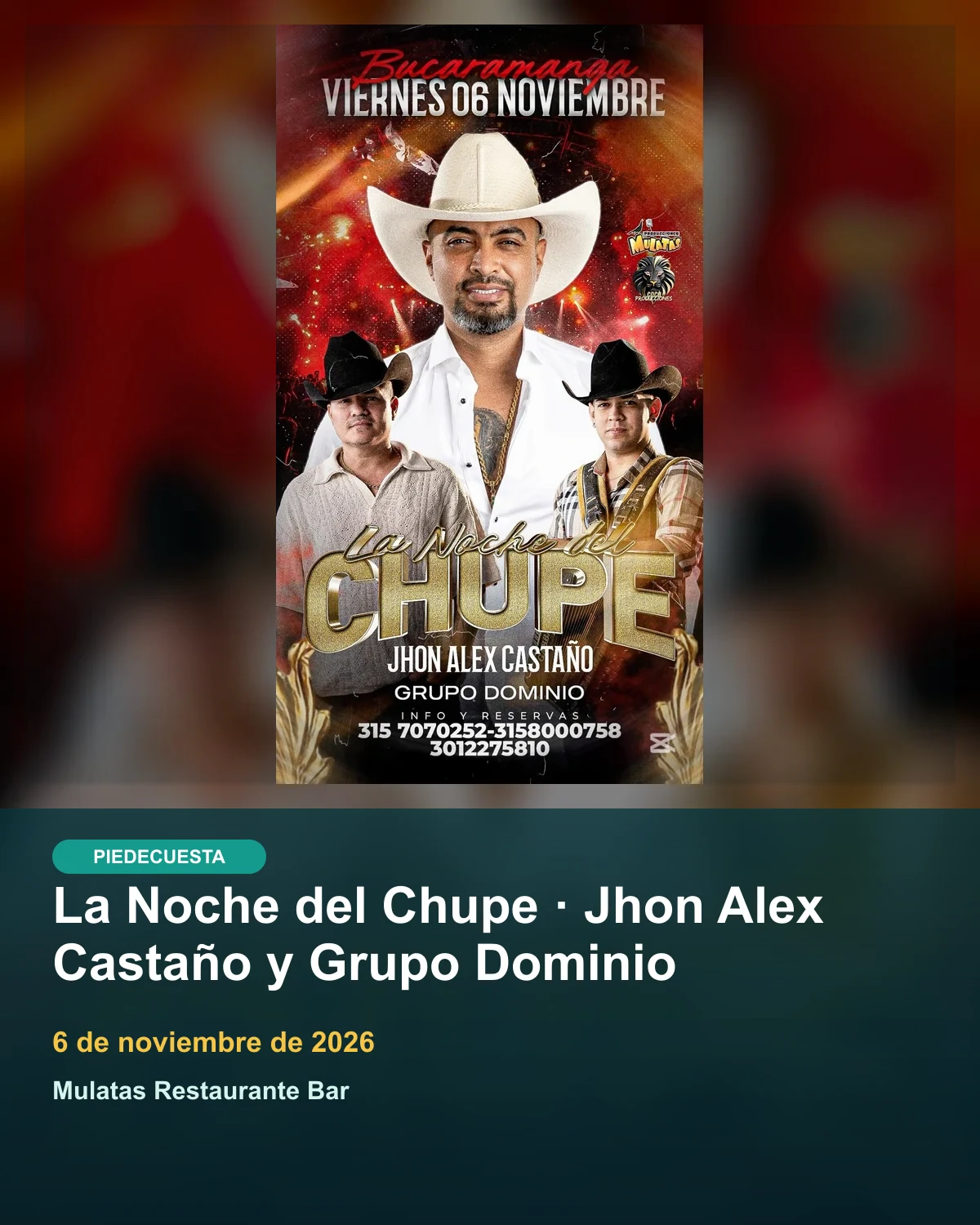 La Noche del Chupe · Jhon Alex Castaño y Grupo Dominio